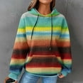 thumbnail image 1 of FAVIPT Women Stripes Waffle Hoodie Women's Knit Hoodie Sweatshirts for Women Long Sleeve Lightweight Oversized Hoodie Drawstring Pullover Tops Green,XXL, 1 of 6