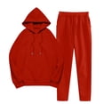 thumbnail image 1 of FAVIPT Women Sweatsuits 2 Piece Set Hoodie Drawstring Baggy Pullover Jogger Athletic Workout Long Pant with Pockets Lounge Fall Fashion Tracksuit Red,L, 1 of 7