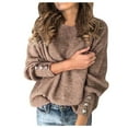 thumbnail image 1 of FAVIPT Women Turtleneck Sweater Button Long Sleeve Ribbed Knit Pullover Jumper Tops Plus Size Winter Spring Chunky Sweatshirt 2025 Khaki,S, 1 of 9