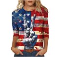 thumbnail image 1 of FAVIPT Women's 3/4 Sleeve Patriotic Tops 4th of July Crew Neck Tops American Flag Patriotic Print Blouses Casual Dressy Summer 2025 Tunic Tees Multicolor,L, 1 of 4