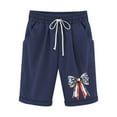thumbnail image 1 of FAVIPT Women's Bermuda Shorts 4th of July Patriotic Graphic Print Short Knee Length Drawstring Elastic Waist Shorts with Pockets Navy,XXL, 1 of 3