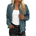 thumbnail image 1 of FAVIPT Women's Casual Faux Suede Jacket Oversized Zip Up Bomber Coats Trendy Motorcycle Work Outerwear Fall Fashion Winter Clothes Blue,M, 1 of 8