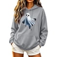 thumbnail image 1 of FAVIPT Women's Cute Halloween Sweatshirt Drawstring Long Sleeve Oversized Hoodies Funny Ghost Print Casual Pullover with Pocket Gray,XXL, 1 of 5