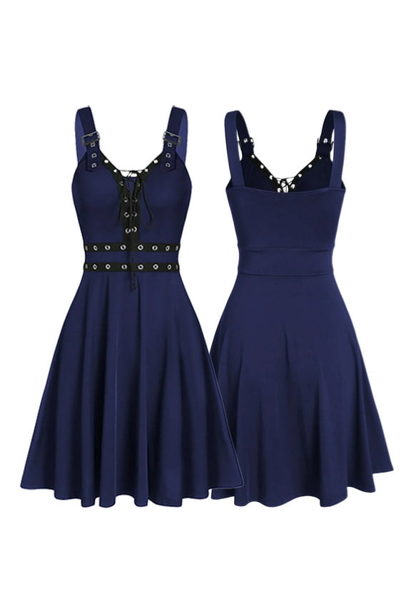 Women's Dresses Plus Size Gothic Clothing Steampunk Fashion Bandage Dress Irregular Hem Sleeveless A Line Dress