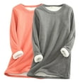 thumbnail image 1 of FAVIPT Women's Fleece Lined Sweatshirt Winter Warm Sherpa Crewneck Sweatshirts Pullover Basic Solid Long Sleeve Loungewear Tunic Tops Plus Size Pack of 2 Multicolor,L, 1 of 4