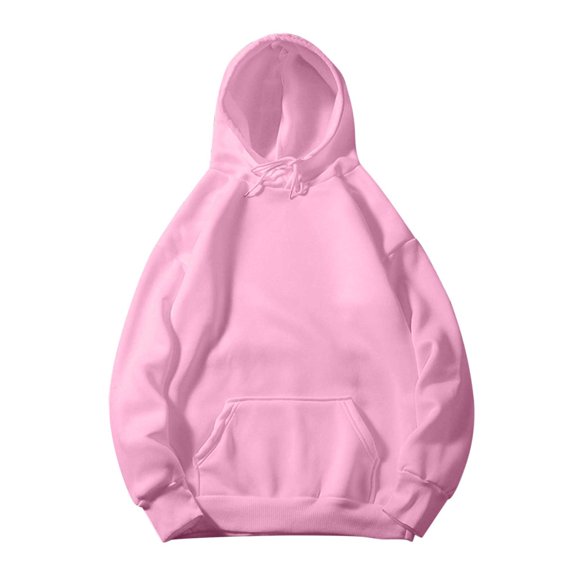 FAVIPT Women's Hooded Sweatshirt Drawstring Long Sleeve Sherpa Hooded Plain Soft Pullover Sweatshirts Casual Trendy Fall Pockets Hooded Pink,XL
