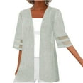 thumbnail image 1 of FAVIPT Women's Linen Cardigan Half Sleeve Open Front Cover Ups Lightweight Plain Lace Beach Coats Casual Loose Flowy Summer 2025 Tops Gray,XXL, 1 of 5