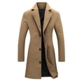 thumbnail image 1 of FAVIPT Women's Long Trench Coats Plus Size Thicken Wool Fall Winter Warm Outerwear Notched Lapel Collar Thicken Wool Pea Coat Lining Casual Loose Knee Length Jackets Khaki,XXXXL, 1 of 6