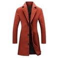 thumbnail image 1 of FAVIPT Women's Long Trench Coats Plus Size Thicken Wool Fall Winter Warm Outerwear Notched Lapel Collar Thicken Wool Pea Coat Lining Casual Loose Knee Length Jackets Orange,XXXL, 1 of 6