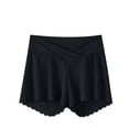thumbnail image 1 of FAVIPT Women's Maternity Shorts Cross Waist Adjustable Ruffled Hem Shorts Lightweight Anti-Chafing Wide Leg Short Pants Black,L, 1 of 3