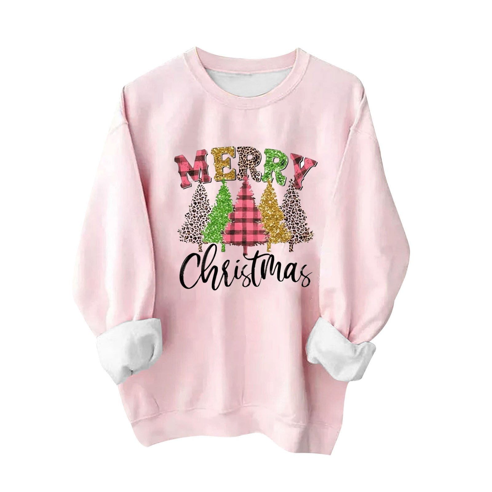 Checked Out in Pink Christmas Graphic Pullover