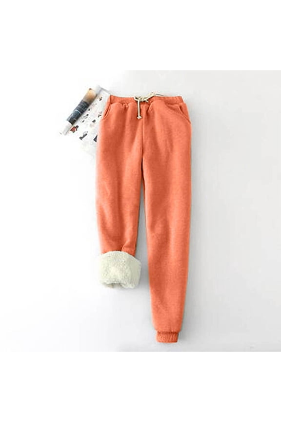 Women's Plus Size Winter Warm Fleece Joggers Pants Sherpa Lined Athletic Active Sweatpant with Pockets,Thermal Sweatpants for Women 2023,S-5XL