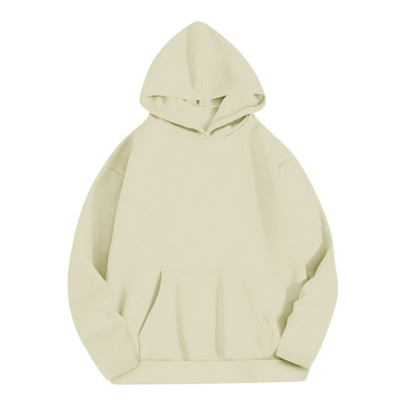 FAVIPT Women's Sweatshirts Hoodies for Women Winter Warm Hooded Pullover Plush Fleece Lined Sweatshirt Solid Thermal Tops 2025 Beige,M