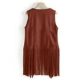 thumbnail image 1 of FAVIPT Women's Tassel Sleeveless Vest Faux Suede Plain Ethnic Cardigans Hippie Western Fringe Cowgirl Outfits 2025 Brown,L, 1 of 7