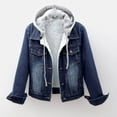 thumbnail image 1 of FAVIPT Women's Winter Detachable Hoodie Sherpa Fur Fleece Lined Denim Jean Trucker Jacket Coat,Jackets for Women Sherpa Lined Longs Sleeve Plush Denim Outwear, 1 of 1