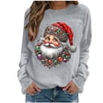 thumbnail image 1 of FAVIPT Womens Christmas Pullover Sweatshirt Long Sleeve Round Neck Loose Pullover Santa Print Xmas Party Holiday Tops Casual Trendy Fall 2025 Shirts Gray,S, 1 of 4