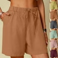thumbnail image 1 of FAVIPT Womens Cotton Linen Shorts Drawstring Elastic High Waisted Solid Shorts 7 Inch Beach Vacation Pockets Outfits Gray,S, 1 of 7