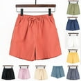 thumbnail image 1 of FAVIPT Womens Cotton Pull On Shorts Elastic High Waisted Drawstring Short Pants Casual Loose Summer Beach Vacation Shorts Gray,S, 1 of 5