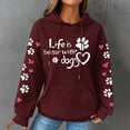 thumbnail image 1 of FAVIPT Womens Hoodie Love Heart Waffle Print Hoodie Women 2024 Long Sleeves Colorblock Hoodies Fall Lightweight Drawstring Hooded Sweatshirts with Pockets Wine,XL, 1 of 4