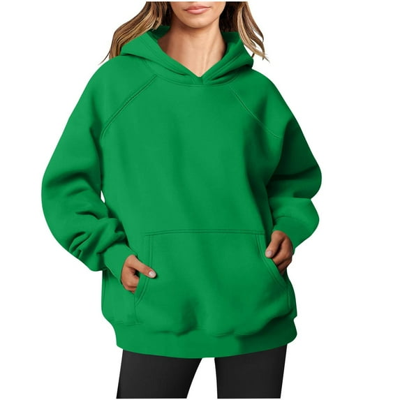 FAVIPT Womens Hoodie Plain Hoodies for Women Pullover Long Sleeve Oversized Pullover Y2K Hoodie Fall Winter Sweatshirt with Pocket 2024 Green,XL