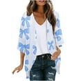 thumbnail image 1 of FAVIPT Womens Kimono Cardigans Floral Vintage Graphic Print Open Front Shirts 3/4 Sleeve Beach Sun Lightweight Blouses Casual Summer 2025 Tops Light Blue,S, 1 of 5
