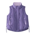 thumbnail image 1 of FAVIPT Womens Lightweight Quilted Puffer Vest Zip Up Stand Collar Coats Sleeveless Padded Drawstring Jacket Winter Pocket Outerwear Purple,XXL, 1 of 4