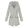 thumbnail image 1 of FAVIPT Womens Long Rain Jacket Lightweight Waterproof Windproof Rain Coat Drawstring Windbreaker Outdoor Trench Coat 2024 Gray 3XL, 1 of 5