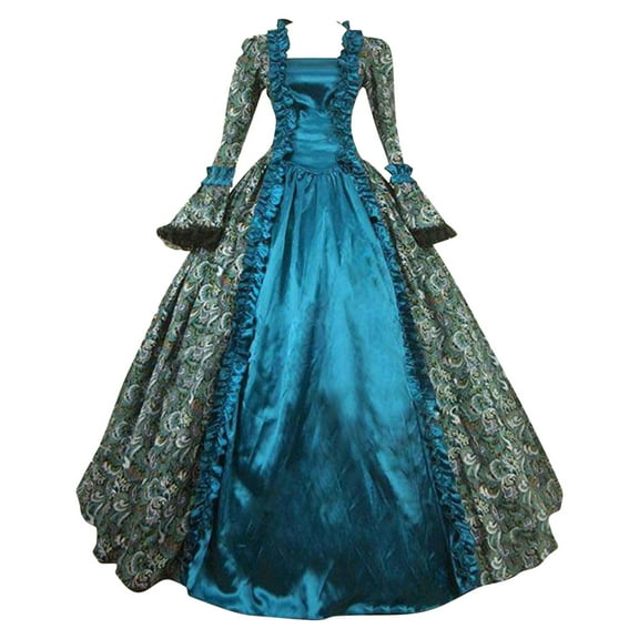 FAVIPT Womens Medieval Renaissance Dress Victorian Gothic Vintage Dresses Ball Gown Corset Vintage Maxi Dress Cocktail Party Halloween Cosplay Costume Blue,M