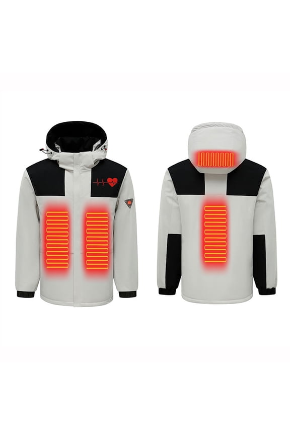 Womens Plus Heated Jacket Electric Heated Jacket Unisex Cold Weather Thermal 4 Heating Zones USB Heated Coat Warm Winter Detachable Hooded Puffer Jacket Men Women 2024