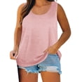 thumbnail image 1 of FAVIPT Womens Plus Size Cotton Tank Top Sleeveless Crew Neck Solid Soft Shirts Curved Hem Casual Summer Loose Tunics Tees Pink,XXXXL, 1 of 8