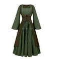 thumbnail image 1 of FAVIPT Womens Plus Size Halloween Dress Two Piece Vintage Corset Dress Set Medieval Renaissance Gown Costumes Lace Up Squareneck Dress Green,XXL, 1 of 3