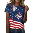 thumbnail image 1 of FAVIPT Womens Plus Size Red White Blue T Shirts Short Sleeve Crew Neck Tops Patriotic American Flag Print Tees Fashion Comforable Summer Blouses Multicolor,XXXXL, 1 of 5