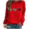 thumbnail image 1 of FAVIPT Womens Raglan Long Sleeve Valentines Day Sweatshirt Womens Cute Leopard Love Heart Valentines Shirt Gift Teacher Valentine Sweatshirt 2025 Red,S, 1 of 3