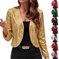 thumbnail image 1 of FAVIPT Womens Sequin Bolero Shrug Cropped Cardigan Long Sleeve Shiny Sparkly Shrug Party Glitter Open Front Jackets Pink,L, 1 of 8