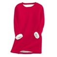 thumbnail image 1 of FAVIPT Womens Sherpa Lined Fleece Crewneck Sweatshirt Pullover Winter Warm Loungewear Tunic Tops Plush Long Sleeve Sweaters Red 2XL, 1 of 4