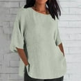 thumbnail image 1 of FAVIPT Womens Shirts 3/4 Length Linen,Linen Shirts for Women 3/4 Sleeve Crewneck Oversized T Shirts Dandelion Graphic Loose Casual Blouses Lightweight Trendy Summer Tops, 1 of 6