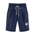 thumbnail image 1 of FAVIPT Womens Shorts 2024,Bermuda Shorts for Women Knee Length Long Cotton Sweat Knit Shorts Pull On Walking Lounge Shorts with Pocket,Navy,L, 1 of 6