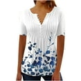 thumbnail image 1 of FAVIPT Womens Summer Tops,Womens Short Sleeve Tunic Tops 2023 Trendy Dressy Henley Shirt V-Neck Button Down Blouse Casual Pleated Basic Pullover, 1 of 5