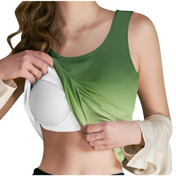 FAVIPT Womens Tank Tops with Built in Bra Padded, Workout Print Camisole for Women Sleeveless Basic Underwear Pajama Fitness Shirts Summer 2025 Army Green,S