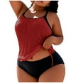 thumbnail image 1 of FAVIPT Womens Tropical Beach Tankini 2 Piece Drawstring Ruched Swimsuits Tummy Control Comfy Bathing Suit 2026 Wine,XL, 1 of 5