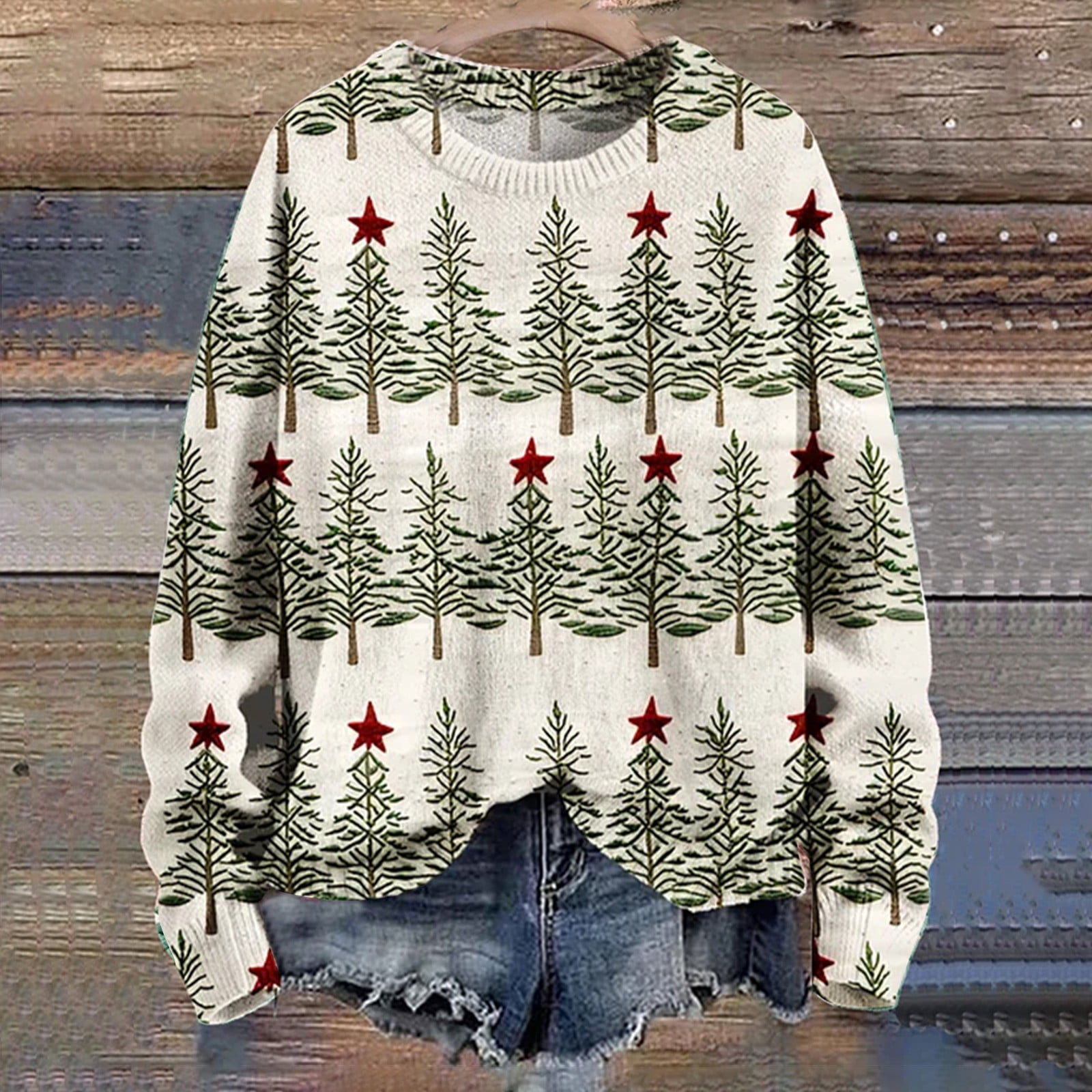 FAVIPT Womens Ugly Christmas Sweatshirt 2024 Cute 3D Santa Graphic