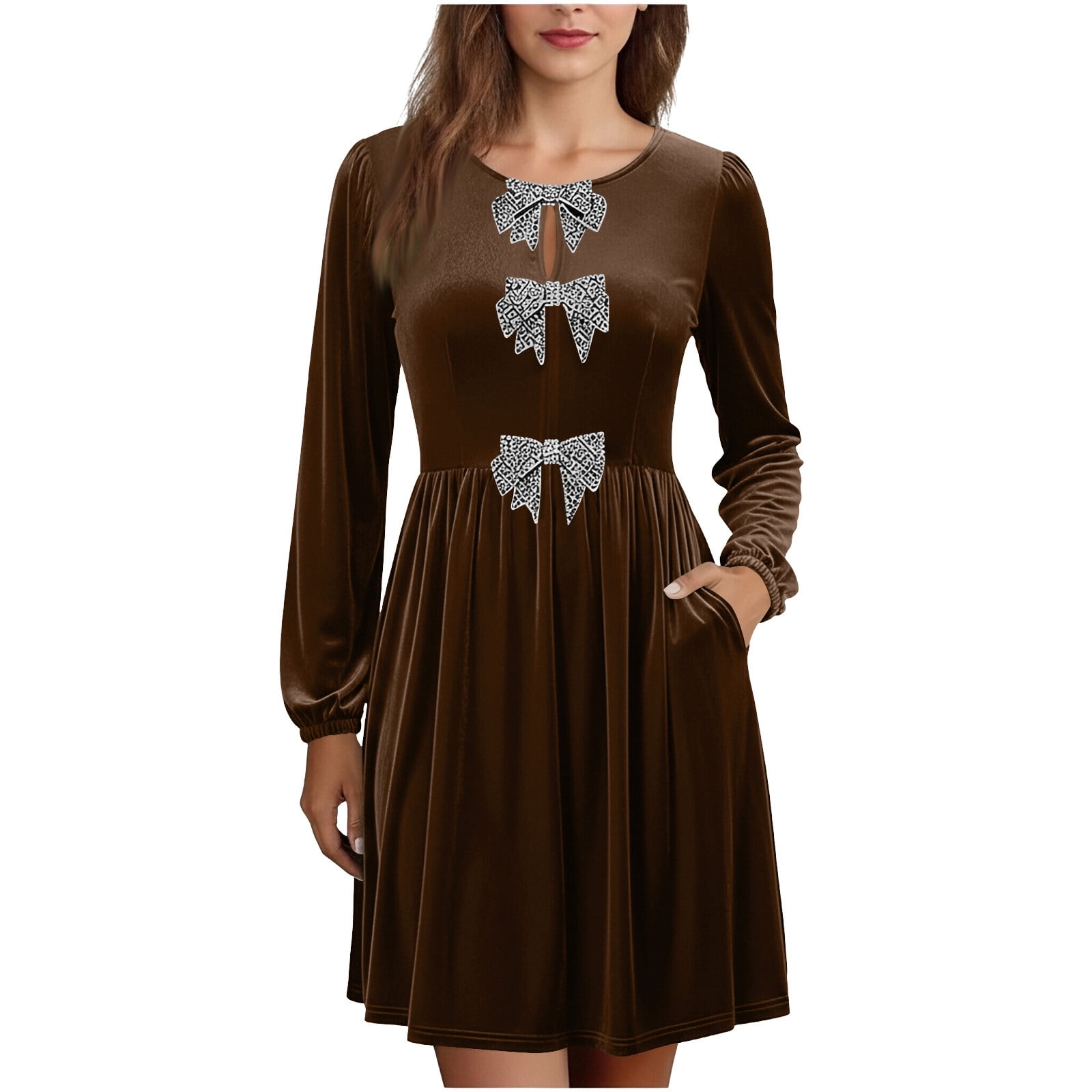 European And American Women's Clothing Party Velvet Mid-length Dress