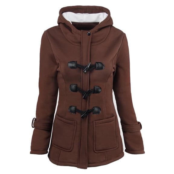 FAVIPT Womens Winter Coats Plus Size Warm Sherpa Lined Parkas Jacket Thicken Windproof Fleece Outerwear Horn Buttons Thermal Jackets,S-6XL