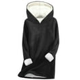 thumbnail image 1 of FAVIPT Womens Winter Hoodies Oversized Thick Thermal Warm Sweatshirt Long Sleeve Fleece Lined Pullover Oversized Casual Fashion Plain Tops Black,XXL, 1 of 3