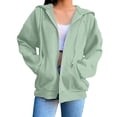 thumbnail image 1 of FAVIPT Womens Zip Hoodie Sweatshirt Fleece Soft Warm Oversized Hooded Sweatshirt Raglan Long Sleeve Drawstring Coats with Pockets Army Green,XXXL, 1 of 6