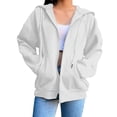 thumbnail image 1 of FAVIPT Womens Zip Up Sweatshirt Raglan Long Sleeve Drawstring Hoodie Sweatshirt Oversized Fleece Winter Warm Jackets with Pockets White,L, 1 of 6