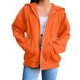 thumbnail image 1 of FAVIPT Womens Zipper Sweatshirt Fleece Soft Warm Oversized Hooded Sweatshirt Raglan Long Sleeve Drawstring Coats with Pockets Orange,L, 1 of 6