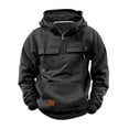 thumbnail image 1 of FAVIPT Zip Up Hoodie Men Quarter Zip Long Sleeve Sweatshirt Tactical Hooded Drawstring Pullover Tops with Pocket Workout Jacket 2025 Dark Gray,M, 1 of 5