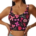 thumbnail image 1 of Picia Various pink and red Bow knots Pattern Sports Bra for Women,Padded Strappy Sports Bras Medium Support Yoga Bra with Removable Cups,Running Yoga Bra-Small, 1 of 8