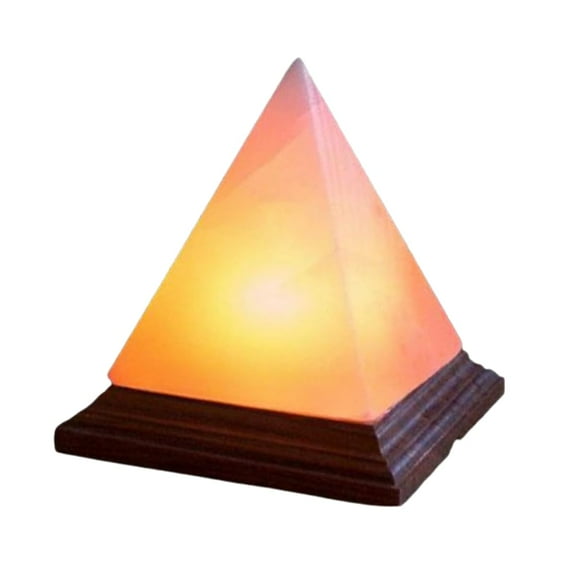 FAVSTOCK Himalayan Salt Lamp, Natural Pyramid Salt Rock Lamp with Handcrafted Wooden Base & Night Light, Soothing Amber Glow, for Home, Office, Yoga Decor, 6 x 4.5 Inches